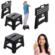 TABORET CZARNY STOŁEK TURYSTYCZNY ANTYPOŚLIZGOWY SKŁADANY PODEST KEMPING