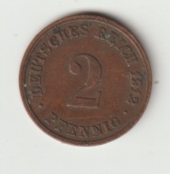 Niemcy-Cesarstwo 2 Pfennige 1912 D ladny stan