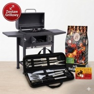 Grill węglowy z pokrywą + zestaw 10w1 + węgiel 7,5 kg + rozpałka.