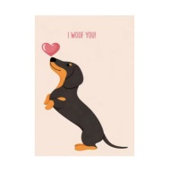 Plakat „I Woof You” – Minimalistyczny Plakat z Jamnikiem