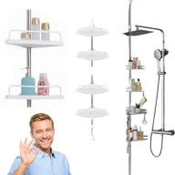 PÓŁKA ŁAZIENKOWA NAROŻNA TELESKOPOWA POD PRYSZNIC WOLNOSTOJĄCA REGULOWANA