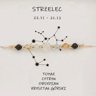 Bransoletka Znak Zodiaku STRZELEC Topaz, Obsydian, Cytryn