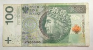 100 zł 2012 seria AT6000000