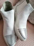 Dolce Pietro botki damskie płaski obcas rozmiar 39 Białe skóra nat. 