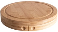DESKA DO SERWOWANIA SERÓW WĘDLIN PRZYSTAWEK BAMBUSOWA SZUFLADA ZESTAW NOŻY