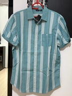 Y Koszula Livergy łagodna zieleń i biel oryginalne pionowe pasy kieszeń L