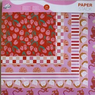 Zestaw kolorowych papierów 24 arkusze motyw rośliny zwierzeta