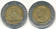 Tajlandia 10 Baht - 2006r Bimetal ... Monety