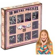 10 ŁAMIGŁÓWEK METALOWYCH FIOLETOWY ZESTAW METAL PUZZLES ŁAMIGŁÓWKI METAL