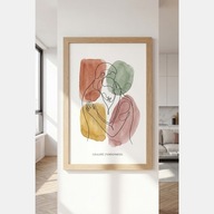 Czułość kobieta mężczyzna abstrakcja linia akwarela obraz na płótnie 58x85