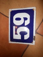 STARA EMALIOWANA TABLICZKA Z NR DOMU 59