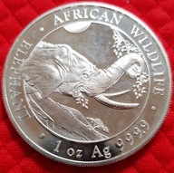 SŁOŃ SOMALIA 100 Schillings SREBRO Ag 999.9 1 OZ UNCJA SREBRNA MONETA 2023