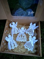 szydełkowe aniołki -zestaw na prezent/ ozdoby choinkowe -rękodzieło Juka