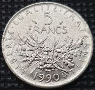 *FRANCJA [0100] *5 Franków 1990 signatura O.Roty
