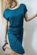 MORSKA SUKIENKA - TUNIKA ELASTYCZNA WISKOZOWA Z PASKIEM XS