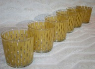 SZKLANKA RETRO STYL VINTAGE ŻÓŁTY WAKACYJNY WZÓR KOMPLET 5 SZTUK