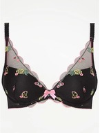 Śliczny biustonosz George Entice Black Fruit Embroidery EU 95D UK 42D