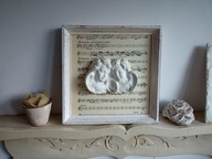 OBRAZ DEKOR ANIOŁY, NUTY, SHABBY CHIC