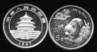CHINY - 5 Yuan - PANDA - 1997 - UNC - Srebro
