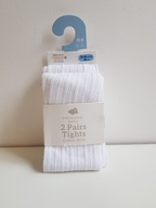 Primark 2szt rajtuzy rajstopy prążkowane białe 74