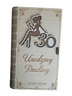 Pudełko na pieniądze Urodziny 18 30 40 50 60 70 80 prezent z grawerem 3D