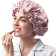 CZAPKA DO SPANIA JEDWABNA 22 MOMME DWUWARSTWOWA REGULOWANA Z FALBANKĄ