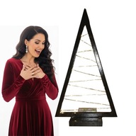 METALOWA CHOINKA ŚWIĄTECZNA CZARNA 42cm LED na baterie DEKORACJA ŚWIĄTECZNA