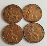 moneta Wielka Brytania 1/4 pens farthing Jerzy V