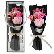 BUKIET ZAPACHOWYCH KWIATÓW MYDLANYCH W PUDEŁKU, RÓŻE NA PREZENT, ŚWIECĄCE