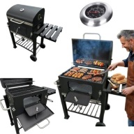 GRILL OGRODOWY WĘGLOWY ŻELIWNY RUSZT PŁYTA ŻELIWNYA TERMOMETR POKROWIEC