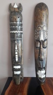 Maski etniczne / afrykańskie / drewno - 100 cm / 2 szt.
