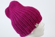 Wełniana czapka Eskimo - rękodzieło, M/L, magenta, wełna, ciepła