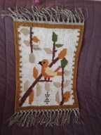 Oryginalny kilimek z Cepelii z ptaszkiem 49x35cm plus frędzle 2 x 7,5cm !!