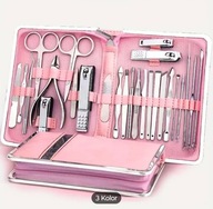 Profesjonalny Zestaw do Manicure i Pedicure 26w1 | Etui Różowe