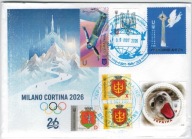 Ukraina 2026 Koperta Znaczki sport igrzyska Olimpiada Antarktyda foka