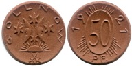 Goleniów- Gollnow 50 fenigów 1921 porcelana Scheuch 125a (12 promieni)