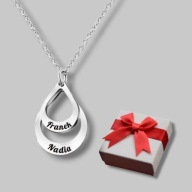Naszyjnik dwie krople - grawer gratis - napis - prezent