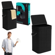 KOSZ BAMBUSOWY NA PRANIE BIELIZNĘ ZABAWKI Z POKRYWKĄ DUŻY JEDNOKOMOROWY 72L