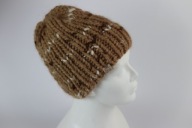 Wełniana czapka ESKIMOS AL - rękodzieło, płowa tweed, (nugat, toffi) wełna