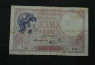 Francja - banknot - 5 Frank 1939 rok