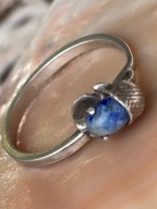 Warmet żołądź Pierścionek obrączka stary srebrny kamień lapis lazuli