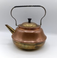 czajnik miedz i mosiądz - pojemność 1 L - stary - vintage - sygnowany !