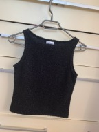 Pimkie 32 34 XS czarny błyszczący top krótka bluzka
