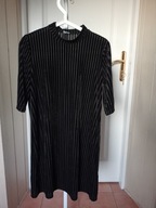 sukienka czarna ala welur paski jacqueline de yong s 36 krótki rękawek