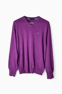 Fioletowy sweter męski Henri Lloyd M bawełniany, V-neck, vintage, logo