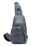 MĘSKA TORBA NA TALIĘ STYLOWA NIEBIESKA SKÓRA NATURALNA, NERKA NA RAMIĘ