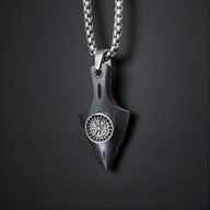 NASZYJNIK GROT HEBAN GABON STAL 316L ŁAŃCUCH 60 CM