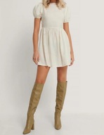 NA-KD Sukienka mini bufiaste rękawy Ecru / złamana biel Rozmiar S 36