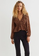 H & M baskinka falbanka babydoll panterka bluzka mobwife y2k retro boho M