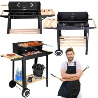 GRILL GRIL WĘGLOWY OGRODOWY MAŁY PRZENOŚNY REGULOWANY RUSZT ROŻEN Z PÓŁKAMI